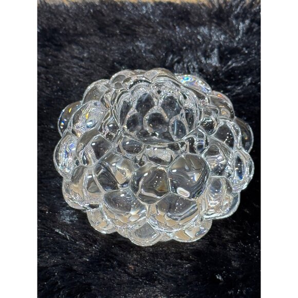 Orrefors Swedan Holland Raspberry Textured Clear Glass Tealight Candle H… - Picture 1 of 7